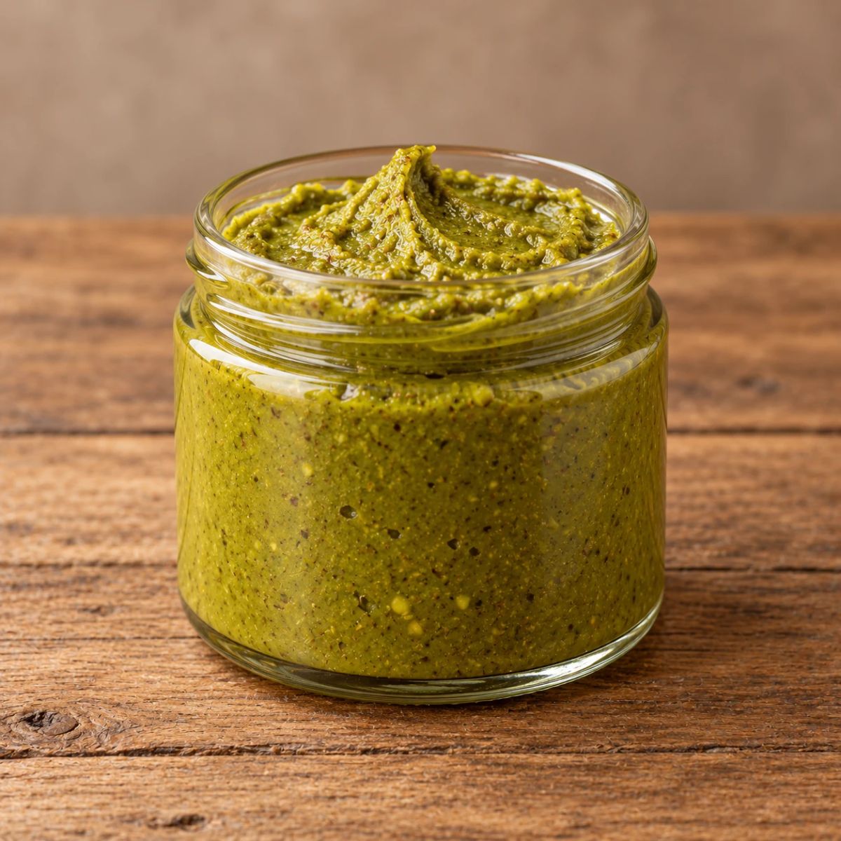 Tarro de cristal con pasta de pistacho